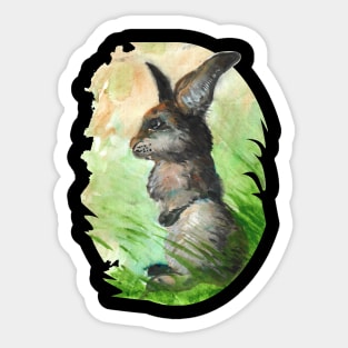 watercolour rabbit painting - wildlife inspired art Sticker